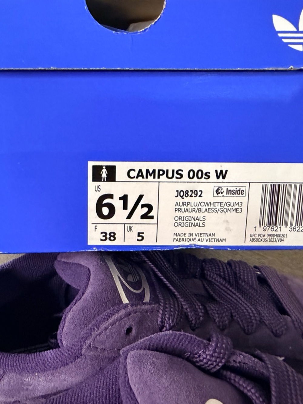 adidas Purple Suede Campus Sneakers with White Stripes - Picture 7 of 7